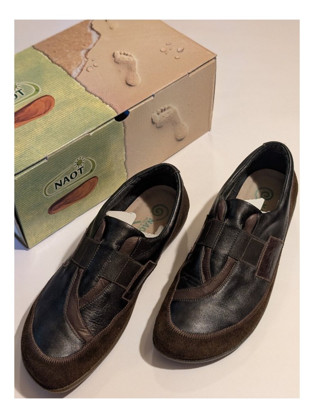 Naot Black Brown Espresso Leather Slip On Shoes w/ Box | Size 40 US 9
